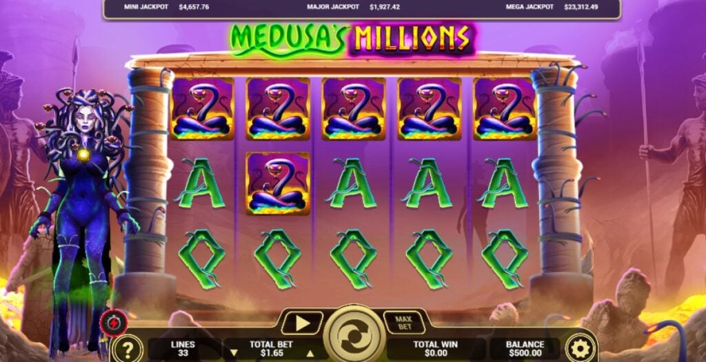 Medusa's Millions slot reels by Arrows Edge