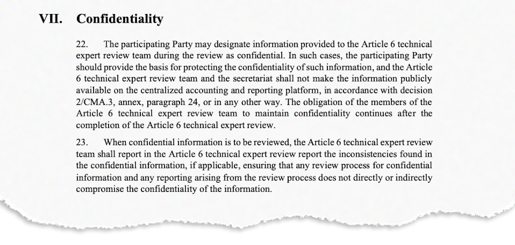 Texto final de la COP27 sobre la confidencialidad de los resultados de mitigación comercializados internacionalmente