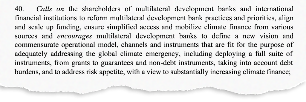 Texto de la COP27 sobre financiamiento climático