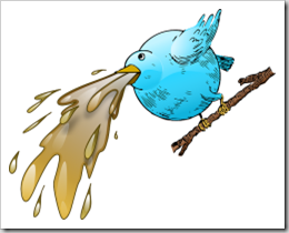 Vomiting blue bird that is definitely not the Twitter logo