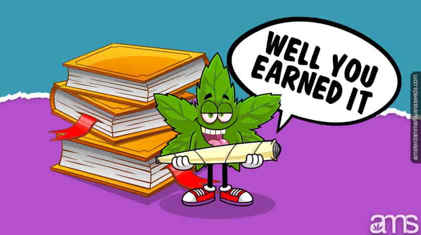 caricatura de cannabis deja diciendo que te lo mereces