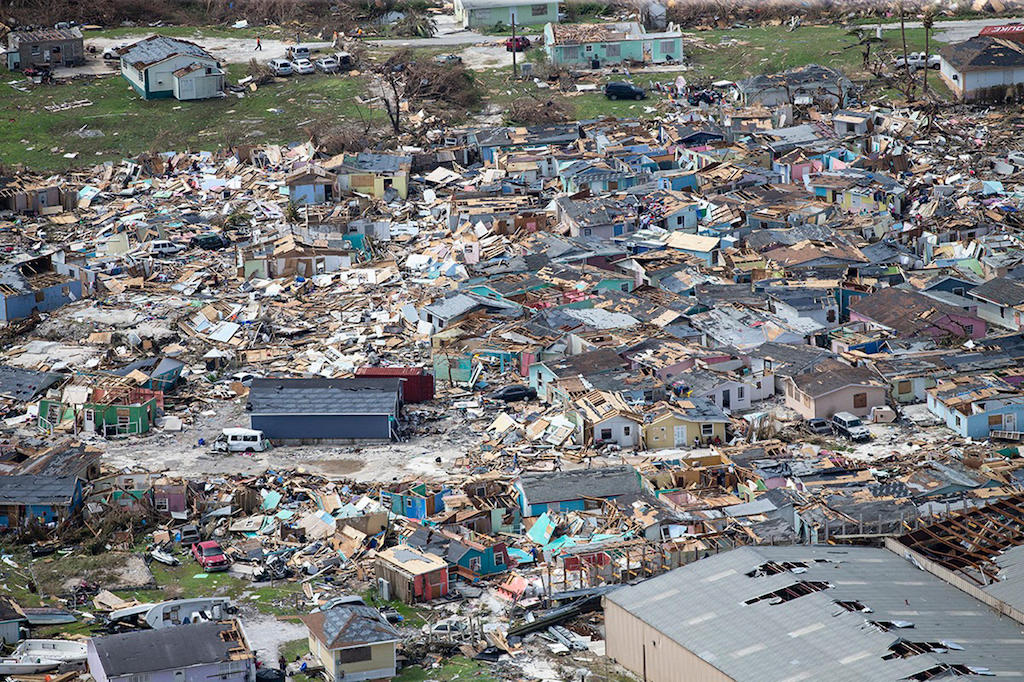 Καταστροφή από τον τυφώνα Dorian στο Marsh Harbor στο νησί Great Abaco, Μπαχάμες, 4 Σεπτεμβρίου 2019.