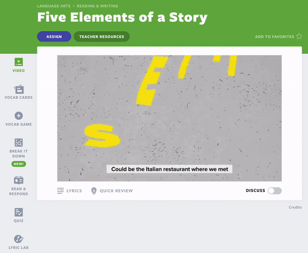Five Elements of a Story Flocabulary lesson video