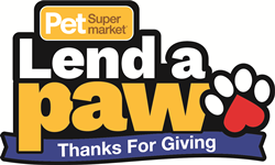 Lend a Paw: logotipo de recaudación de fondos gracias por dar