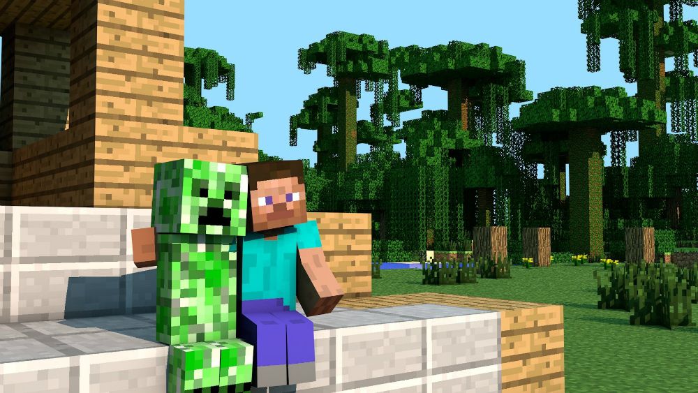 Minecraft, un personaje está abrazando a una enredadera