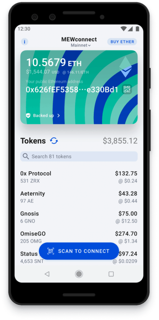La mia piattaforma e app Ether Wallet