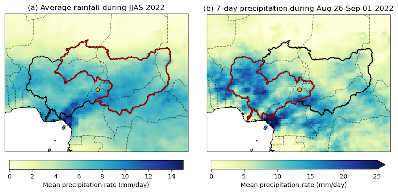 Average rainfall over June–September in Chad and Niger.
