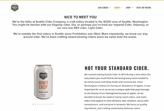 Beispiele für Firmenprofile: Seattle Cider