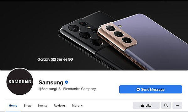 Nueva foto de portada de Facebook de Samsung con un par de teléfonos a la derecha