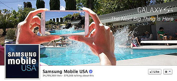 Antigua portada de Facebook de Samsung con elementos importantes a la izquierda