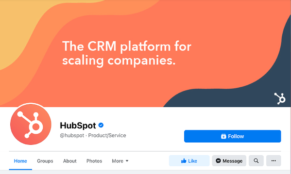 Facebook cover photo example featuring HubSpot's facebook page