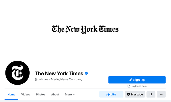 Ejemplo de foto de portada de Facebook con el New York Times