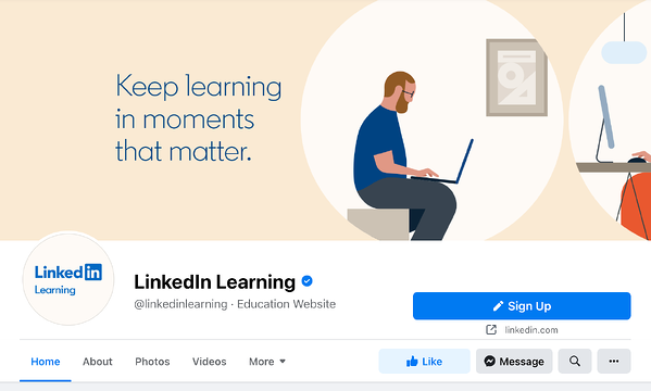 Ejemplo de foto de portada de Facebook para LinkedIn Learning