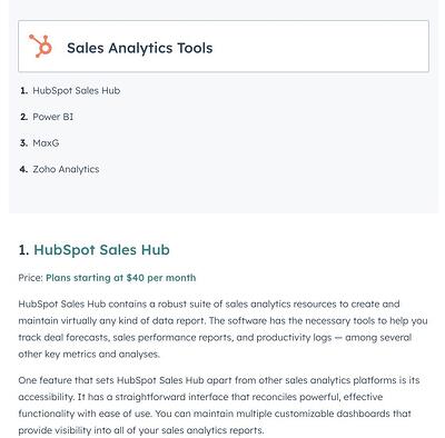 ý tưởng blog hay nhất, bài đăng trên blog của HubSpot với các công cụ phân tích bán hàng