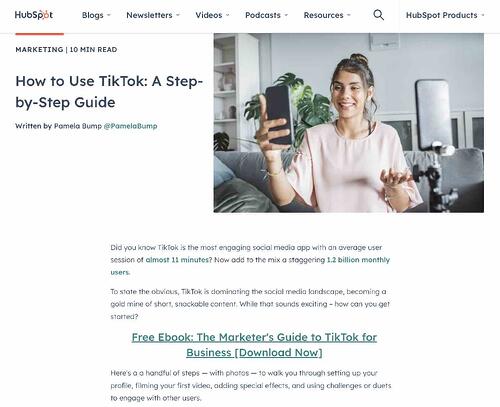 ý tưởng blog độc đáo, bài đăng HubSpot về cách sử dụng Tiktok