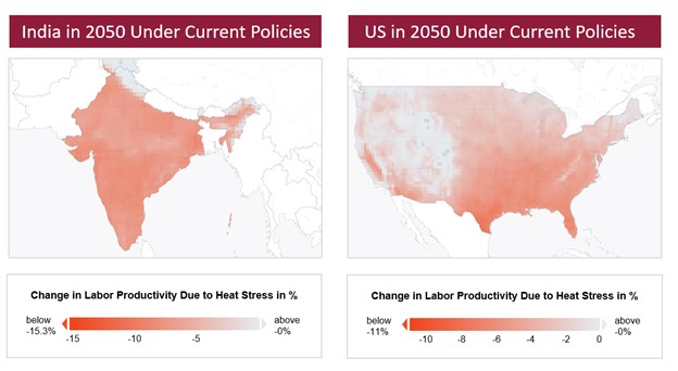 India y EE. UU. en 2050 con las políticas actuales