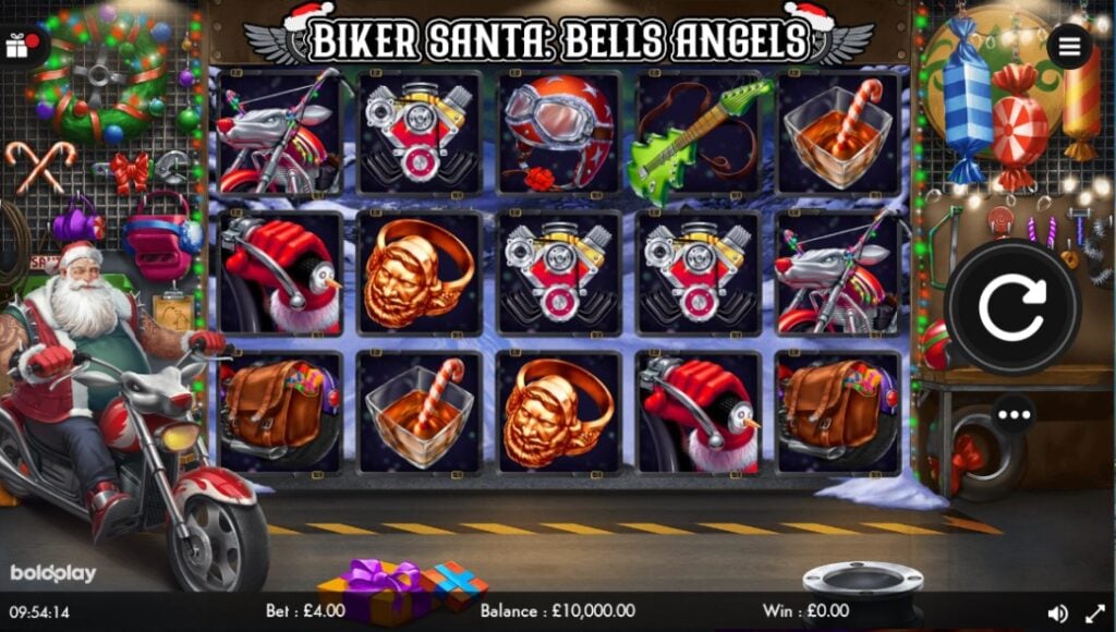Biker Santa Bells Angels slot reels by Boldplay