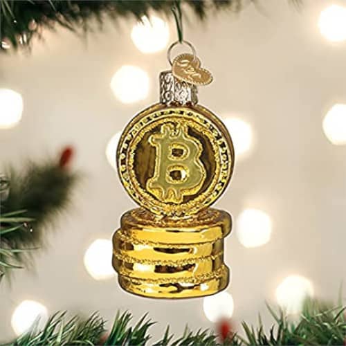 Bitcoin glasgeblasener Weihnachtsbaumschmuck