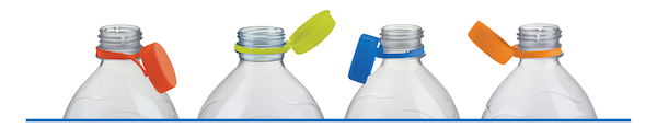 Water bottles with tethered closure lids