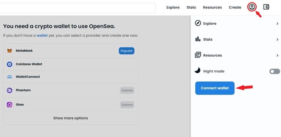 OpenSea'de bir hesap oluşturun