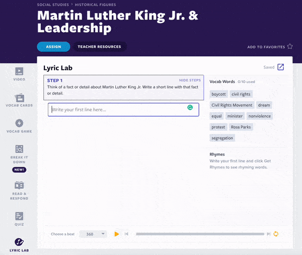 Martin Luther King Jr.'ın Şarkı Sözü Laboratuvarı'nda konuşma analizi ödevi
