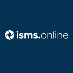 شعار ISMS على الإنترنت مع اسم الشركة بخط أبيض