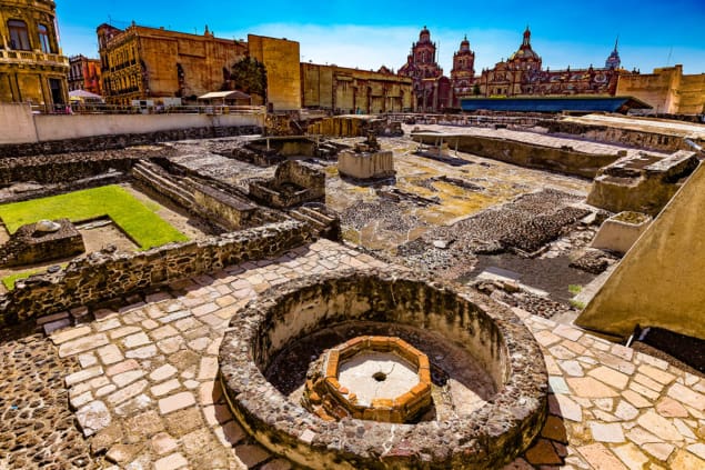 Ruinas de Tenochtitlán en la Ciudad de México