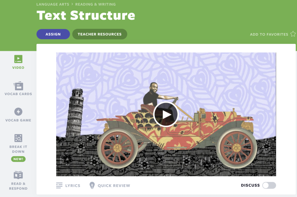 Text Structure lesson cover