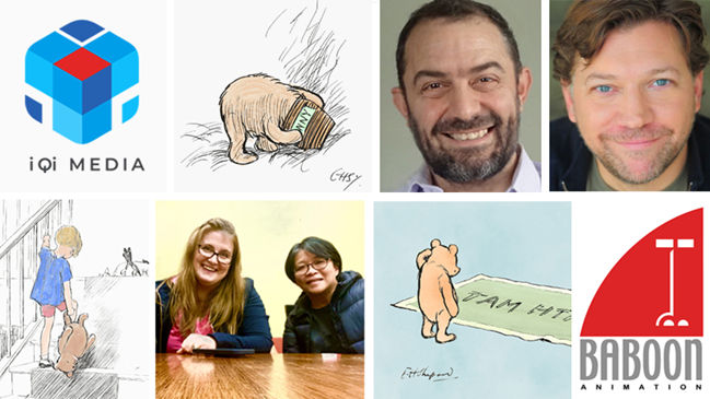 Baboon Animation의 Mike de Seve & John Reynolds(위)와 IQI의 Charlene Kelly & Khiow Hui Lim(아래)이 Winnie-the-Pooh의 새로운 이야기를 만들고 있습니다. (그림: EH 셰퍼드)