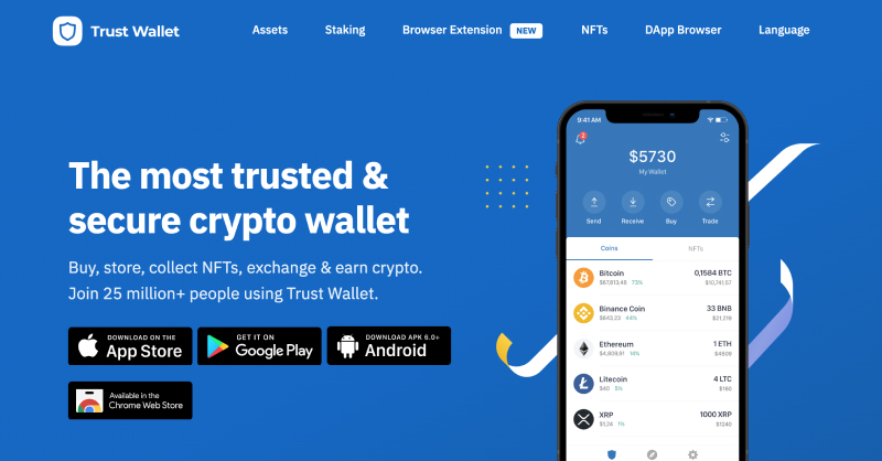 Trust Wallet ana sayfası