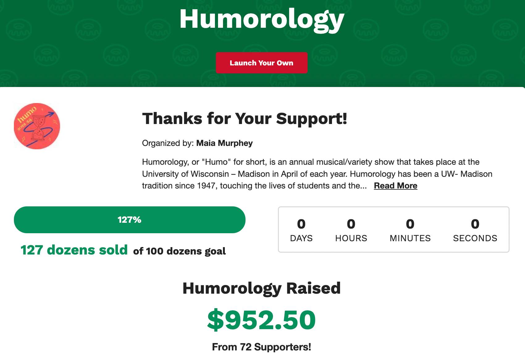 Humorology の Digital Dozens 募金キャンペーン ページ