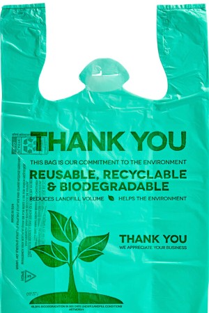 Eine sogenannte recycelbare Plastiktüte.