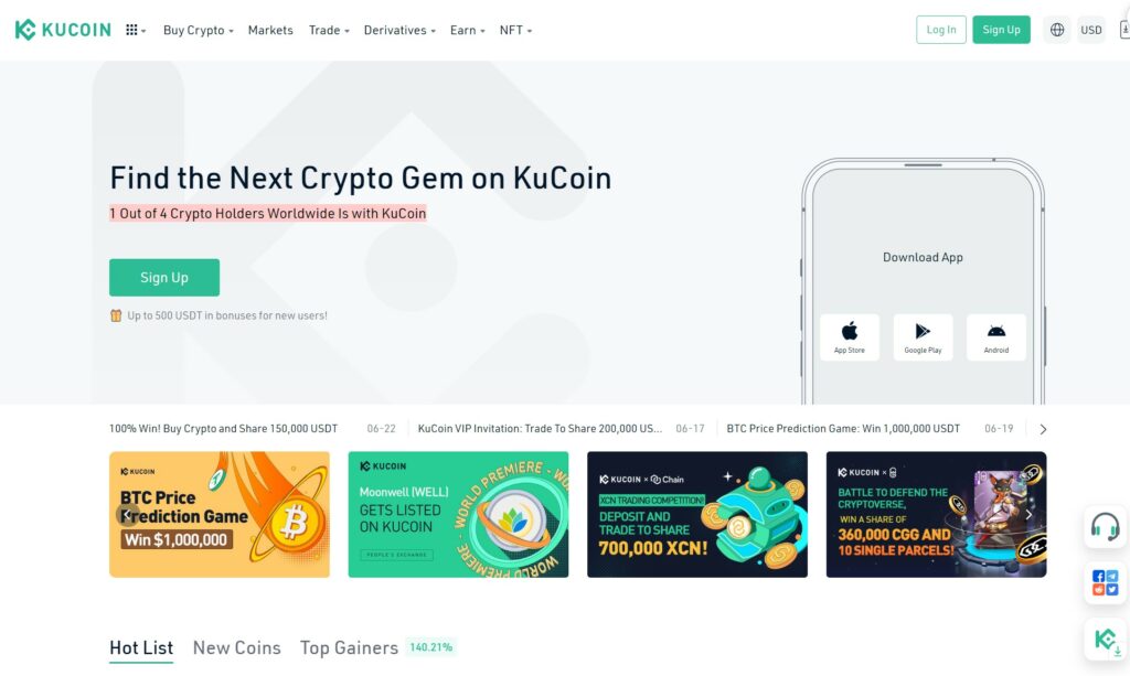 KuCoin-startpagina