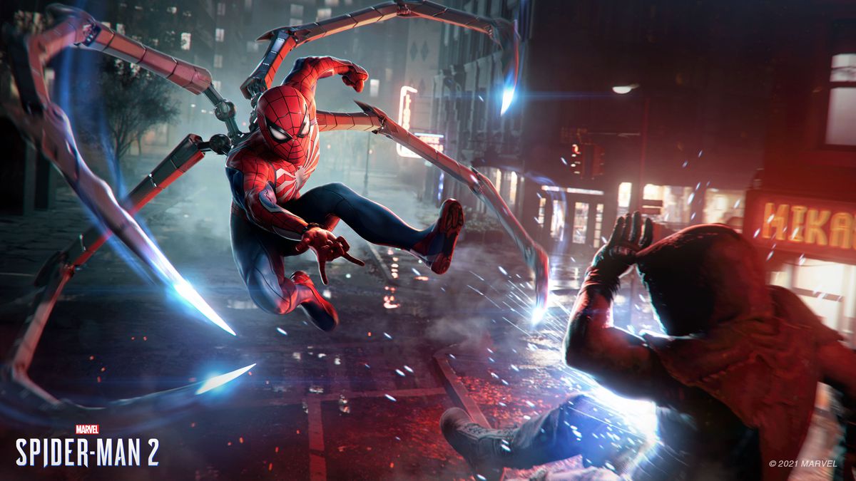 Spider-Man dispara una telaraña en una captura de pantalla de Marvel's Spider-Man 2