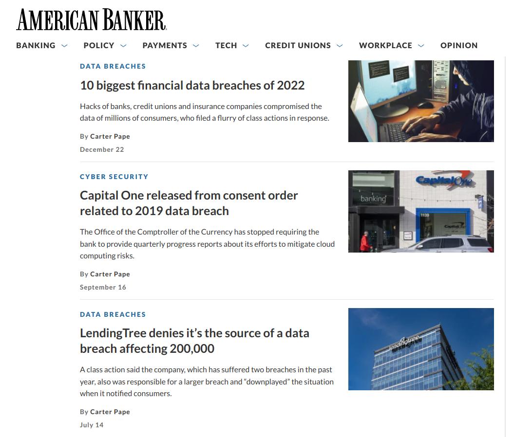 American Banker 금융 데이터 유출