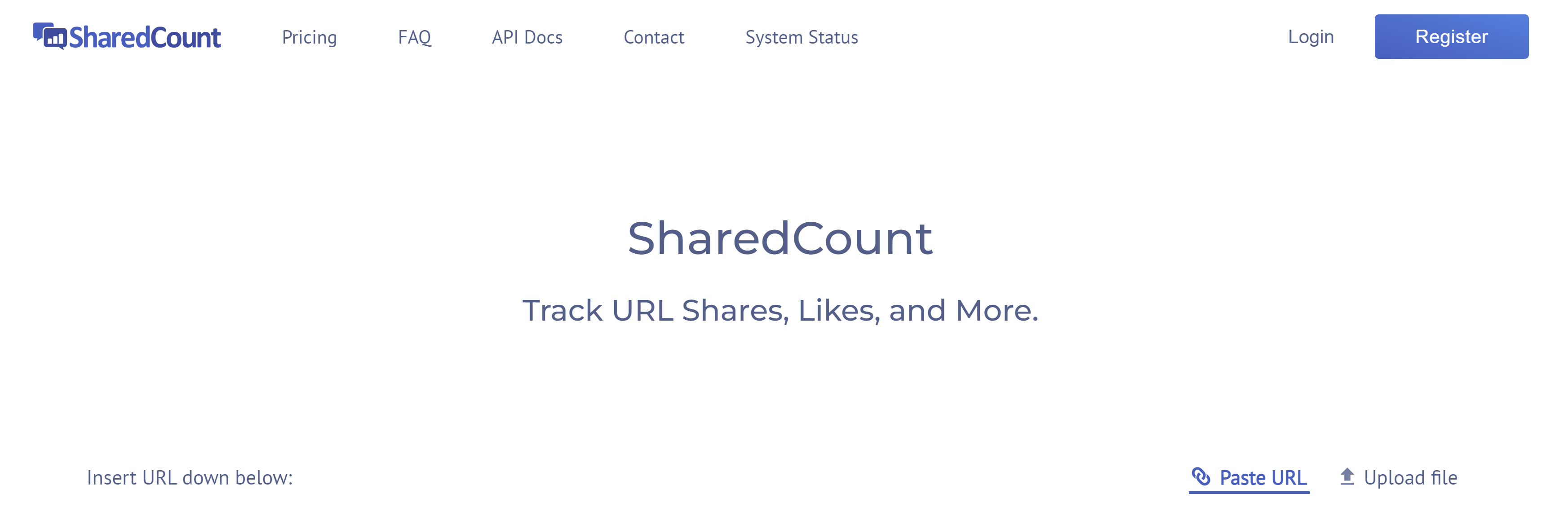 Sosyal medya gönderilerinizin etkileşimini ölçmenize yardımcı olan bir araç olan SharedCount'un ekran görüntüsü