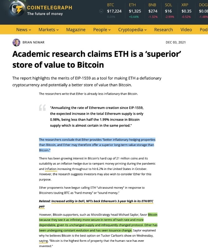 eth versus bitcoin