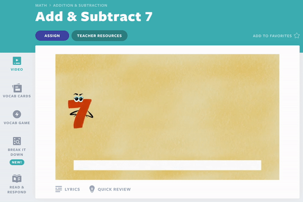 Add and subtract 7 lesson video for brain breaks