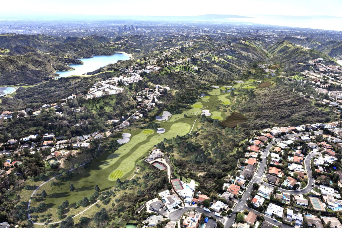Una representación de la propiedad muestra su uso potencial como campo de golf.