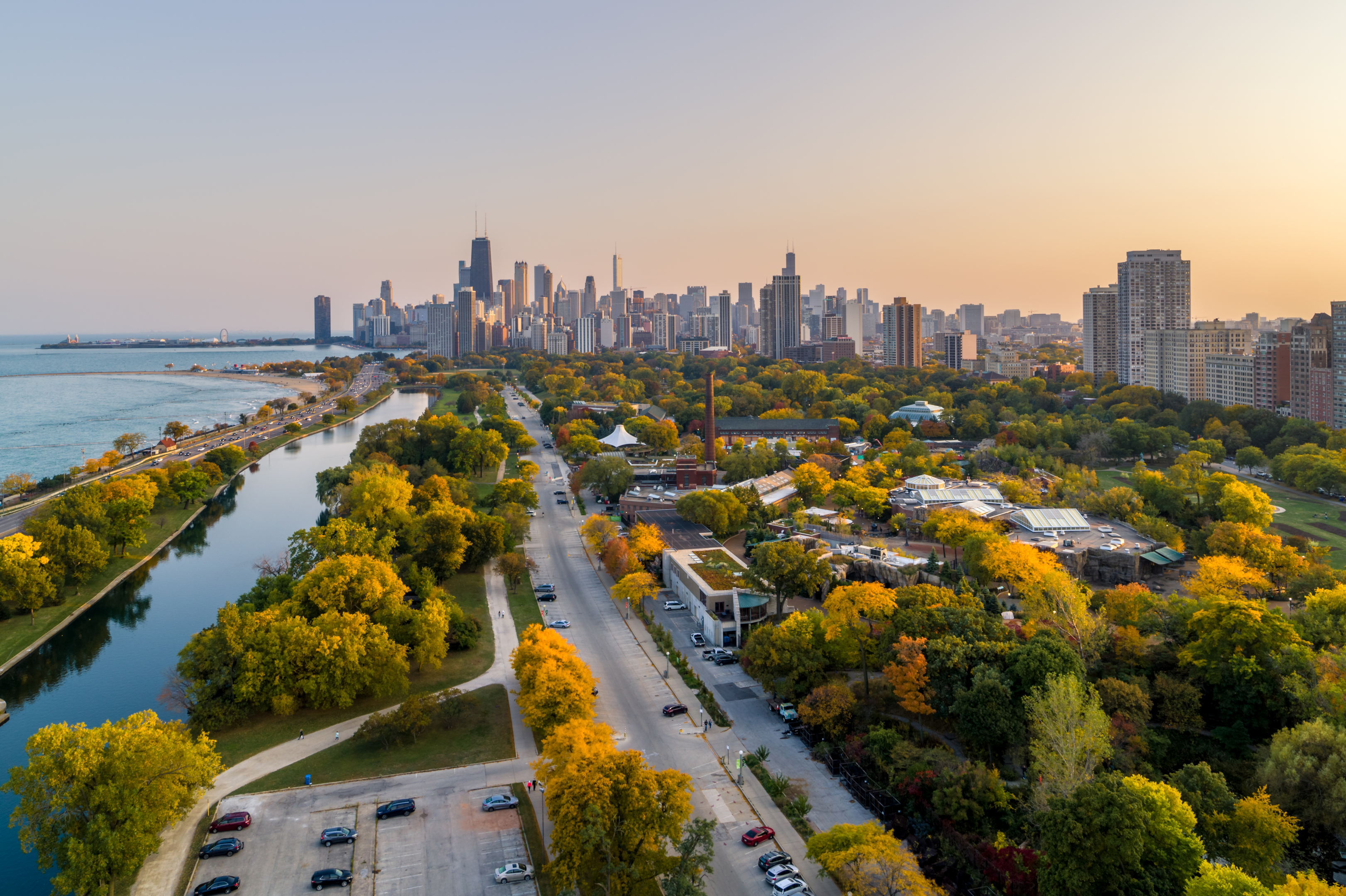 가을의 시카고 도시