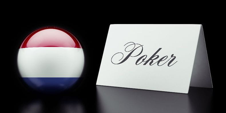 Lá bài có chữ ký Poker bên cạnh Lá cờ Hà Lan ở dạng Hình cầu