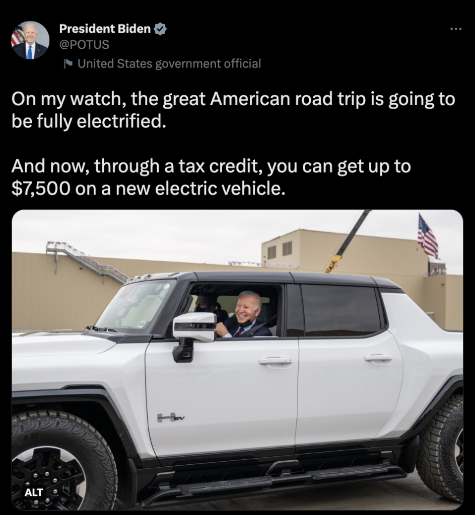 Tweet von Präsident Biden zum Inflation Reduction Act