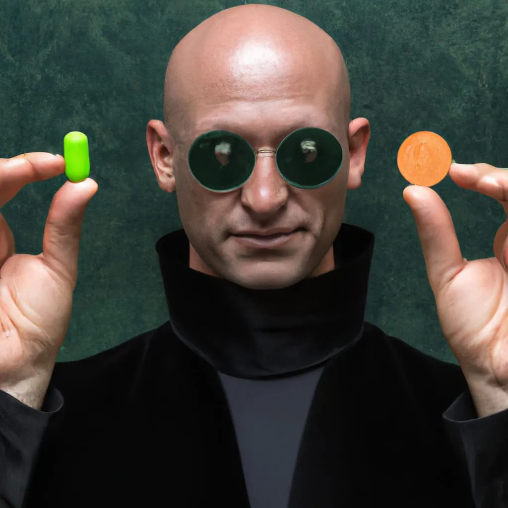 AI generated orange pill vs green pill