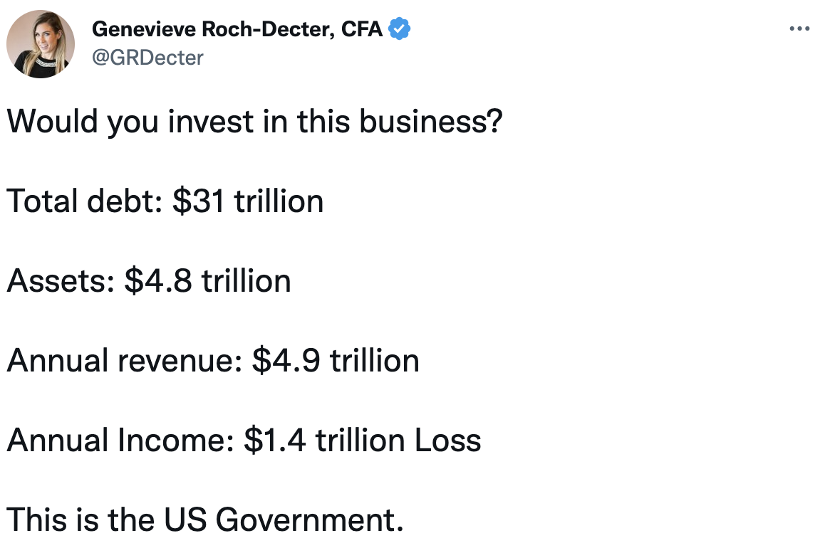 Tweet about if the United States was a business.