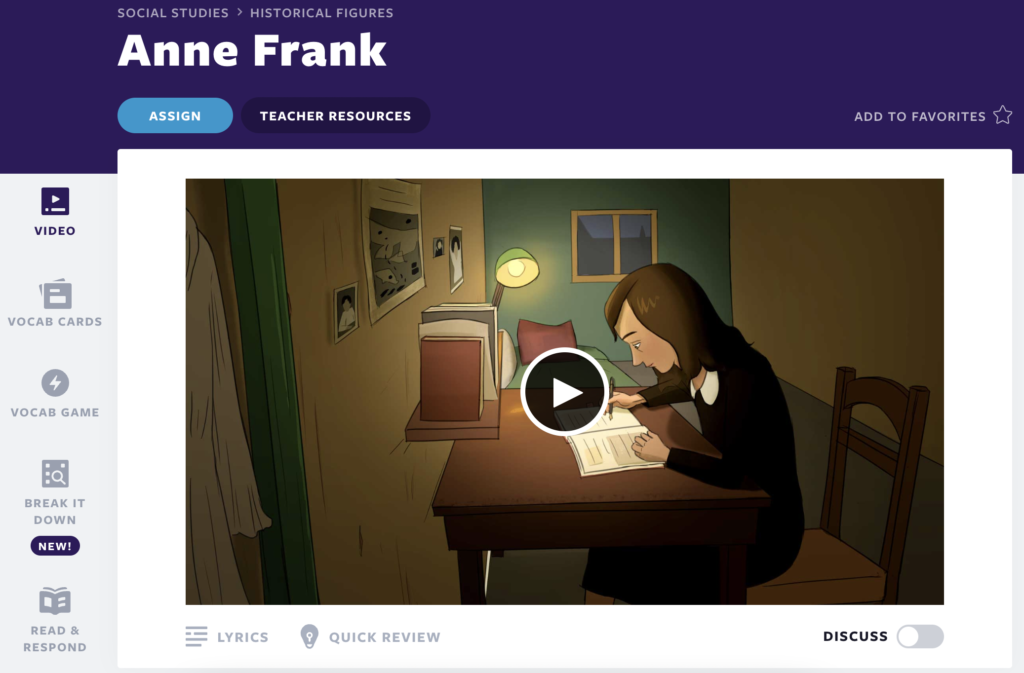 Bài học video của Anne Frank