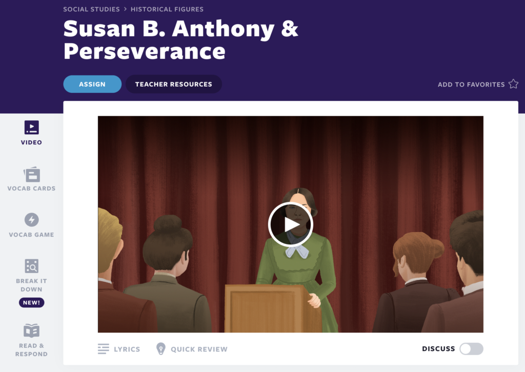Susan B. Anthony & video bài học về sự kiên trì