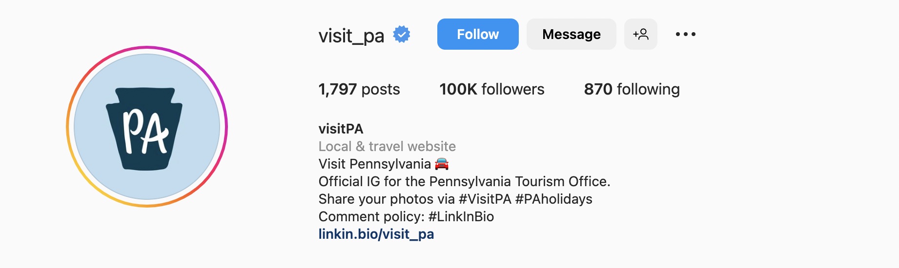 Good Instagram bio ideas for travel, visit pa
