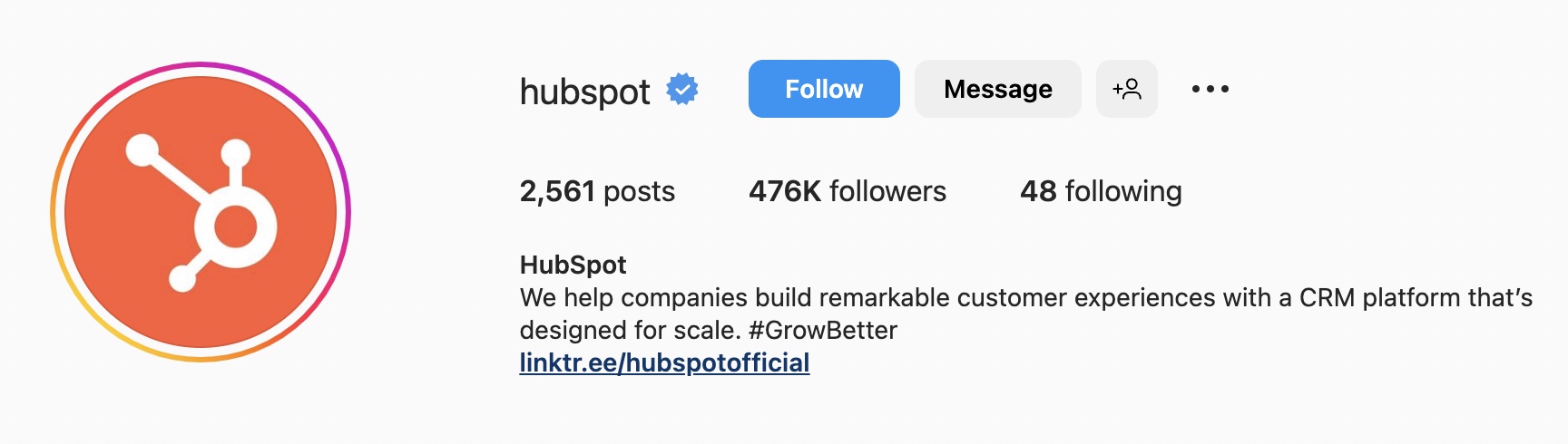 SaaS ビジネス、hubspot の Instagram バイオ アイデア