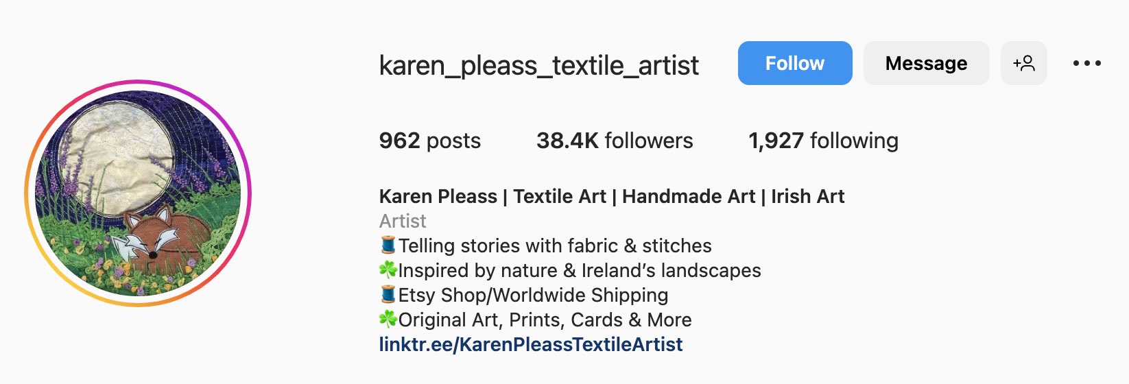 Etsy ショップ向けのクリエイティブな Instagram バイオのアイデア、karen pleass