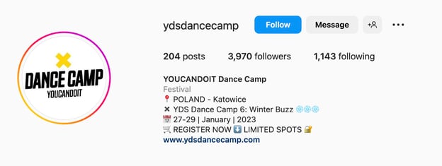 Creative Instagram bio ideas, dance camp